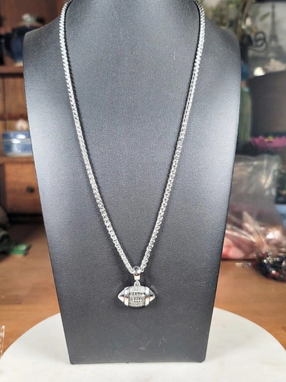 Paparazzi Football Frenzy Football Pendant Necklace Silver